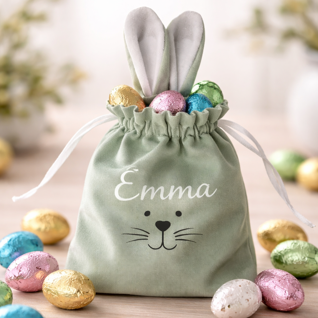 🐰 Gepersonaliseerd groen Paaszakje gevuld met lekkers